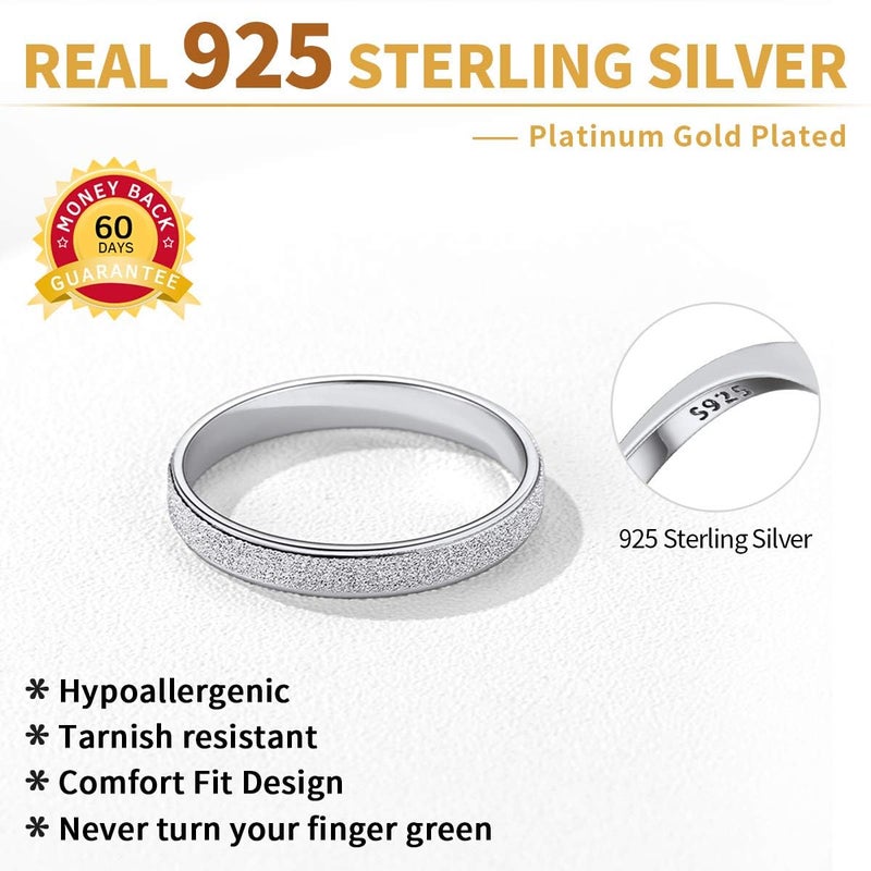 ChicSilver 925 Sterling Silver Stacking Rings for Women Skinny Thin Stackable Ring 3mm Wedding Band Ring Dainty Simple Jewelry for Size 4 - Image 4